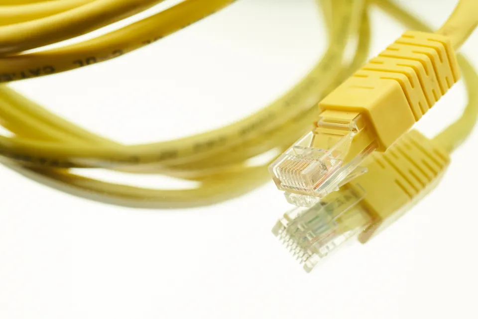 Yellow ethernet network cables
